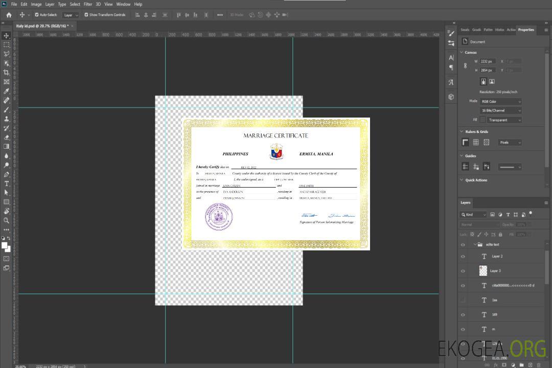 Modèle Word et PDF de certificat de mariage aux Philippines template